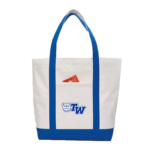  Contender White/Royal Canvas Tote - Official Logo