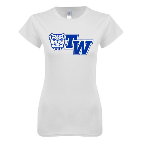  Next Level Womens White Boyfriend Tee - Official Logo
