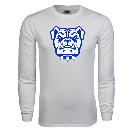  White Long Sleeve T Shirt - Bulldog Head