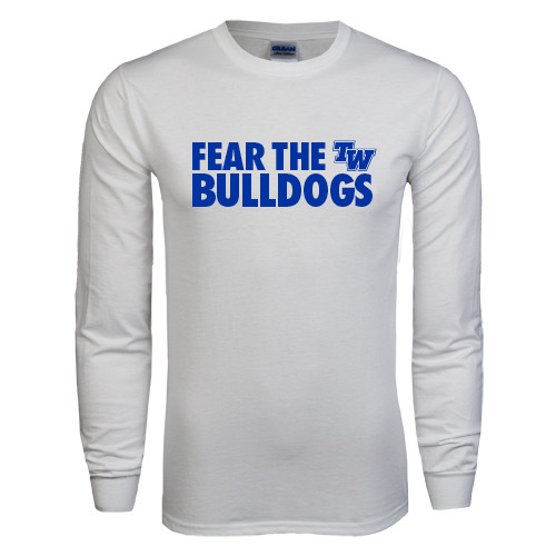  White Long Sleeve T Shirt - Fear The Bulldogs