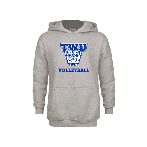  Youth Grey Fleece Hood - Volleyball