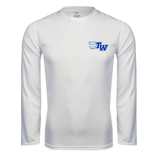  White Performance Long Sleeve Shirt - Official Logo