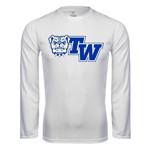 White Performance Long Sleeve Shirt - Official Logo