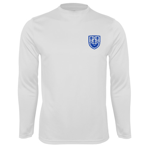  White Performance Long Sleeve Shirt - University Crest