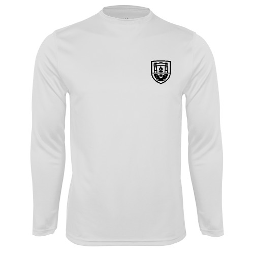  White Performance Long Sleeve Shirt - University Crest