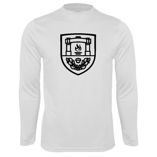  White Performance Long Sleeve Shirt - University Crest