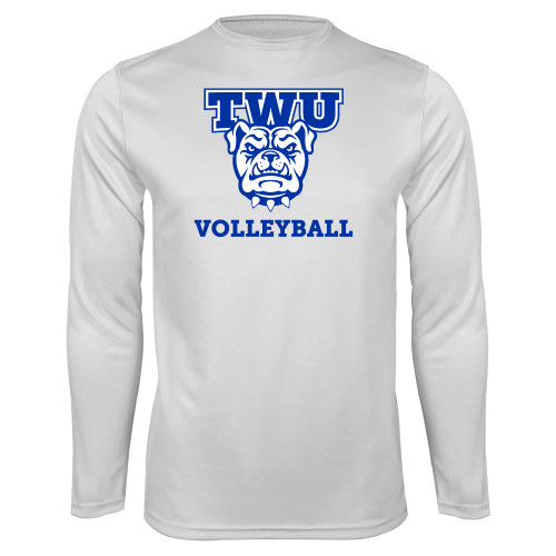  White Performance Long Sleeve Shirt - Volleyball