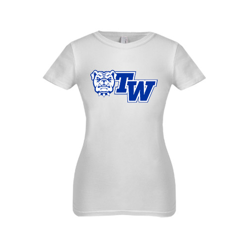  Next Level Girls White Fashion Fit T Shirt - Official Logo