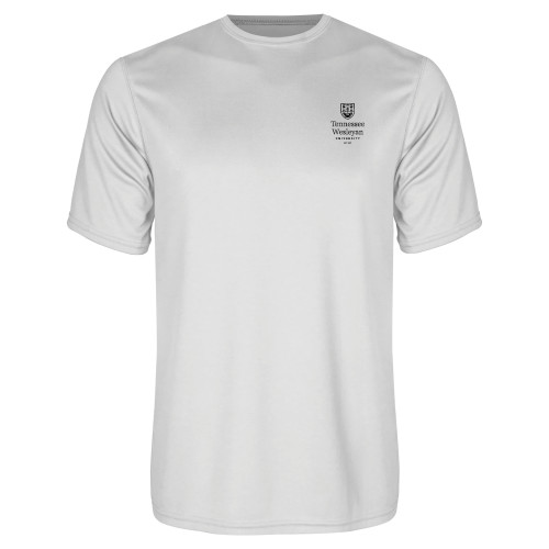  White Performance Tee - University Logo Stacked