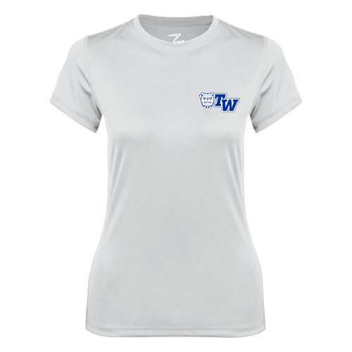  Womens White Performance Tee - Official Logo