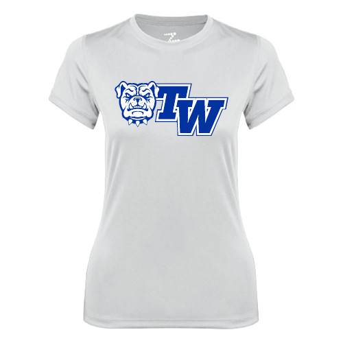  Womens White Performance Tee - Official Logo