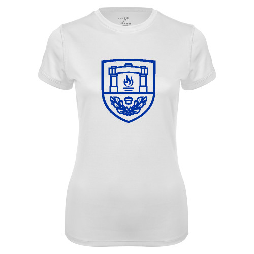  Womens White Performance Tee - University Crest