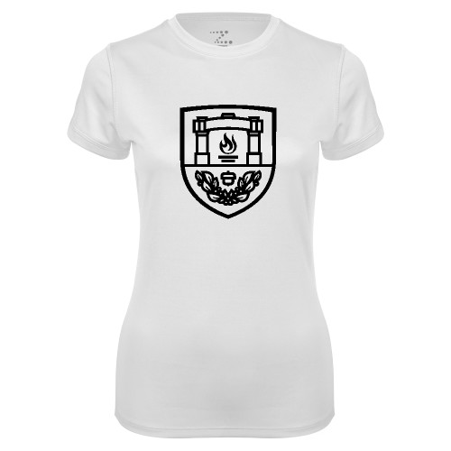  Womens White Performance Tee - University Crest