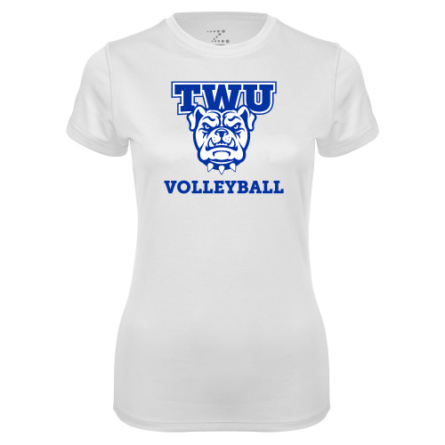  Womens White Performance Tee - Volleyball