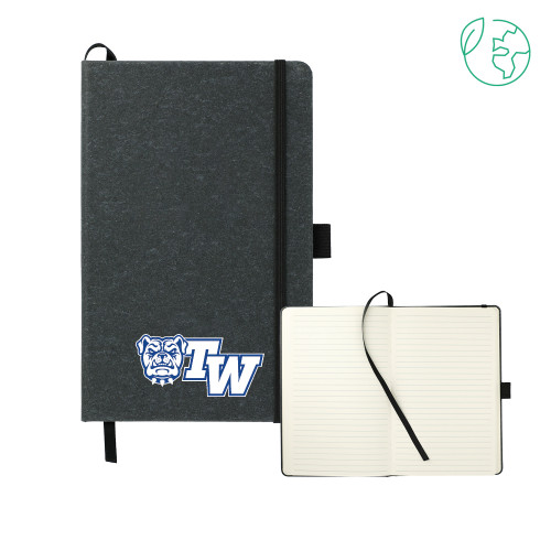  5.5 x 8.5 Black FSC Mix Recycled Leather Bound Journal - Official Logo