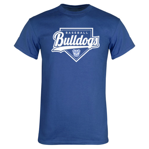  Royal T Shirt - Bulldogs Baseball Script w/ Plate