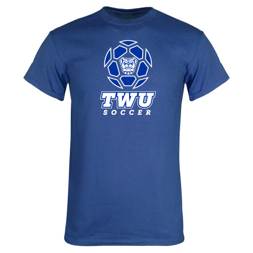  Royal T Shirt - TWU Soccer w/ Geometric Ball