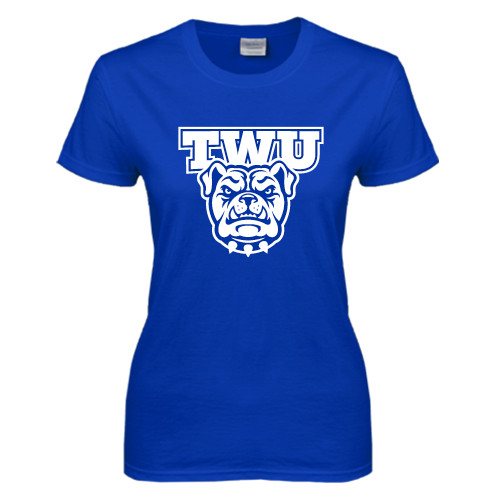  Womens Royal Short Sleeve Tee - TWU w/ Bulldog Head