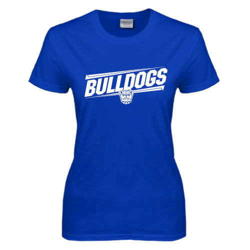  Womens Royal Short Sleeve Tee - Bulldogs Slanted