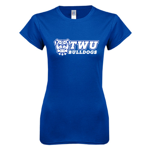  Next Level Womens Royal Boyfriend Tee - TWU Bulldogs Stacked w/ Bulldog
