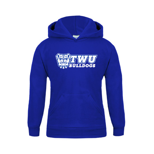  Youth Royal Fleece Hoodie - TWU Bulldogs Stacked w/ Bulldog