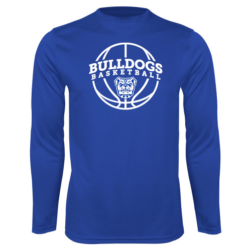  Royal Performance Long Sleeve Shirt - Bulldogs Basketball Arched w/ Ball