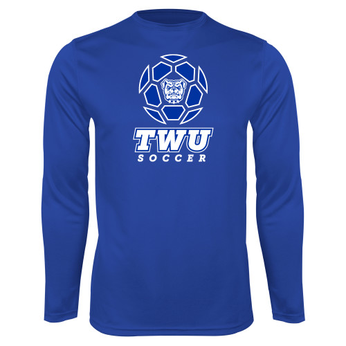  Royal Performance Long Sleeve Shirt - TWU Soccer w/ Geometric Ball