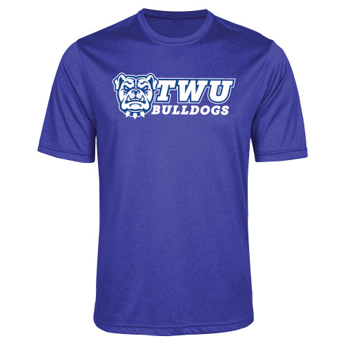  Royal Heather Performance Contender Tee - TWU Bulldogs Stacked w/ Bulldog