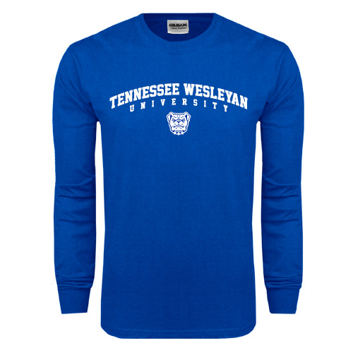  Royal Long Sleeve T Shirt - Tennessee Wesleyan University Arched w/ Logo
