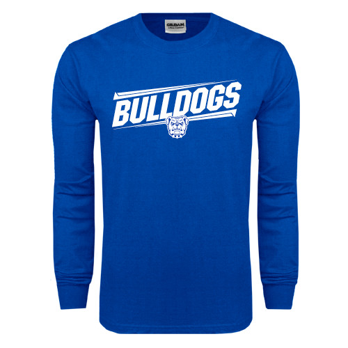  Royal Long Sleeve T Shirt - Bulldogs Slanted