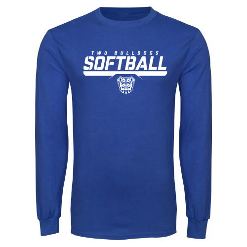  Royal Long Sleeve T Shirt - TWU Bulldogs Softball Stencil