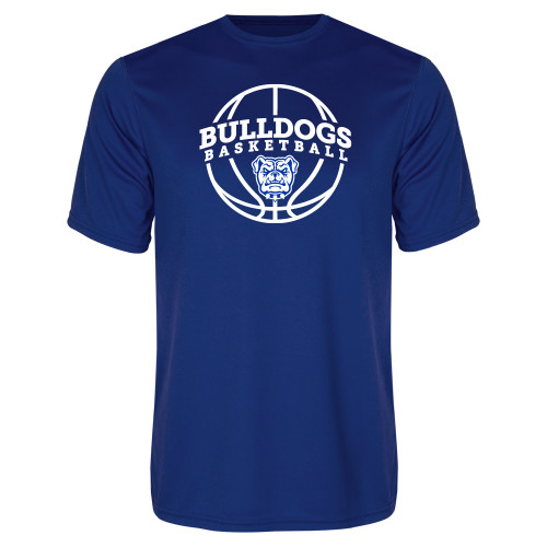  Royal Performance Tee - Bulldogs Basketball Arched w/ Ball