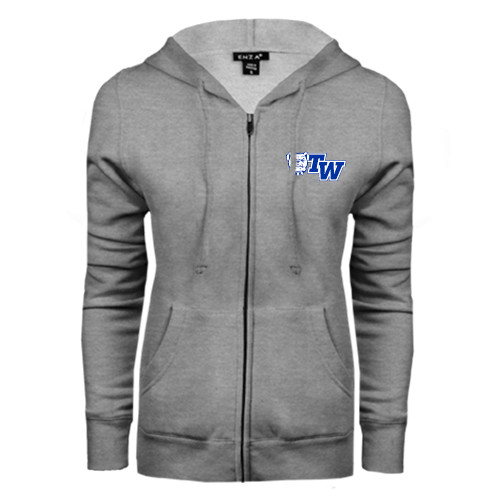  ENZA Womens Grey Fleece Full Zip Hoodie - Official Logo