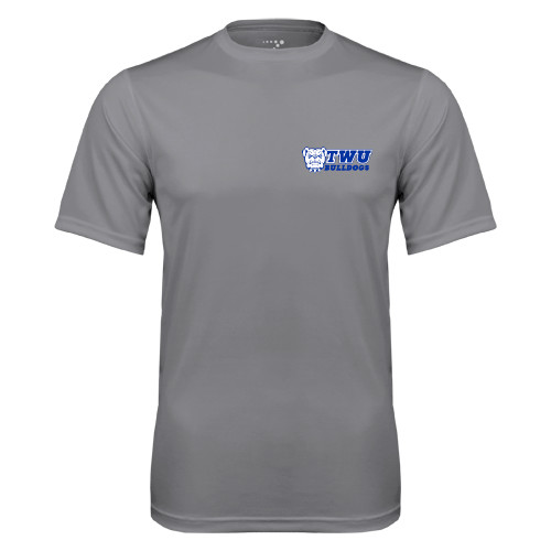  Grey Concrete Performance Tee - TWU Bulldogs Stacked w/ Bulldog