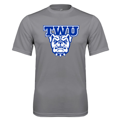  Grey Concrete Performance Tee - TWU w/ Bulldog Head