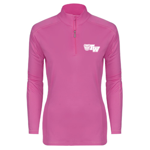  Syntrel Womens Raspberry Interlock 1/4 Zip - Official Logo
