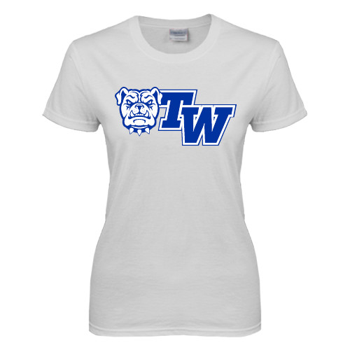  Womens White Short Sleeve Tee - Official Logo