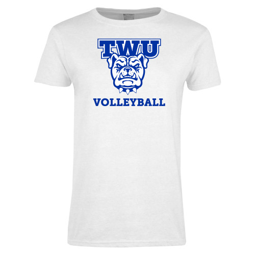  Womens White Short Sleeve Tee - Volleyball