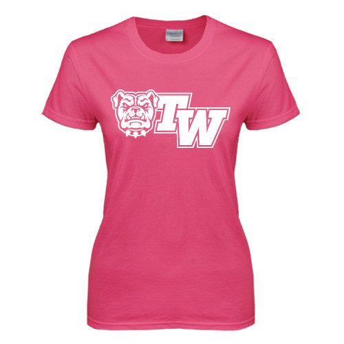  Womens Hot Pink Short Sleeve Tee - Official Logo