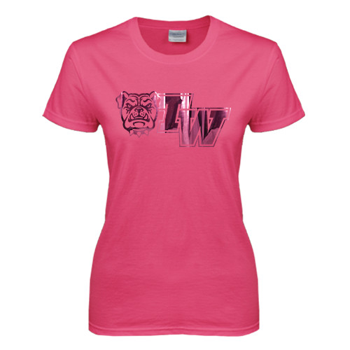  Womens Hot Pink Short Sleeve Tee - Official Logo Foil