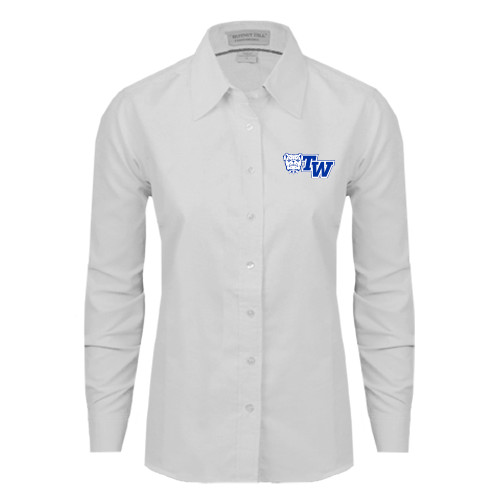  Womens White Oxford Shirt - Official Logo