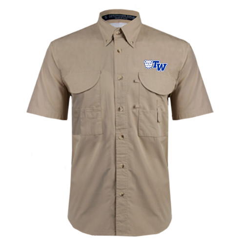  Khaki Fishing Shirt Performance Short Sleeve - Official Logo