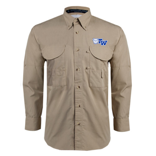  Khaki Fishing Shirt Performance Long Sleeve - Official Logo