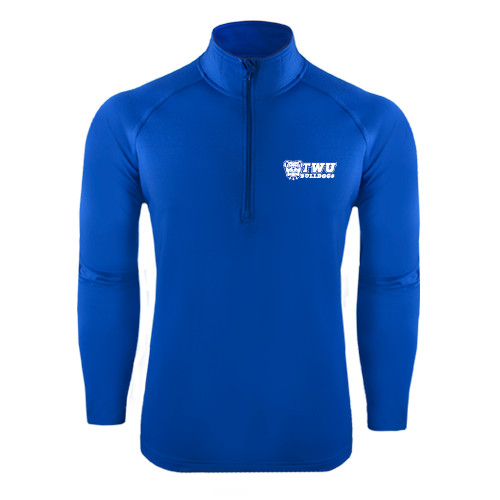  Sport Tek Royal Sport Wick Stretch 1/2 Zip Pullover - TWU Bulldogs Stacked w/ Bulldog