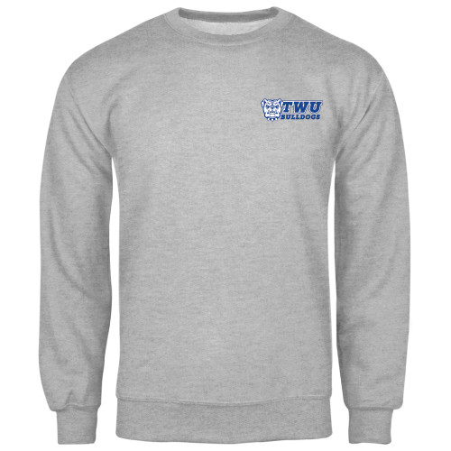  Grey Fleece Crew - TWU Bulldogs Stacked w/ Bulldog