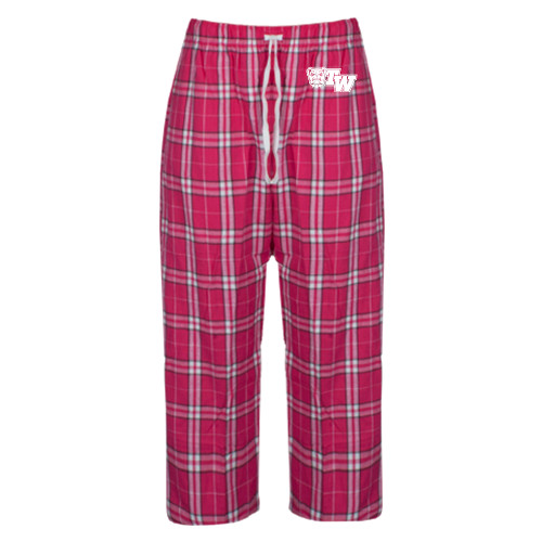 Womens Dark Fuchsia/White Flannel Pajama Pant - Official Logo