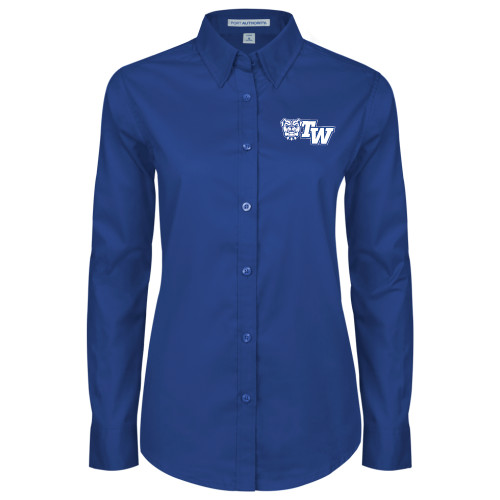  Womens Royal Twill Button Down Long Sleeve  - Official Logo