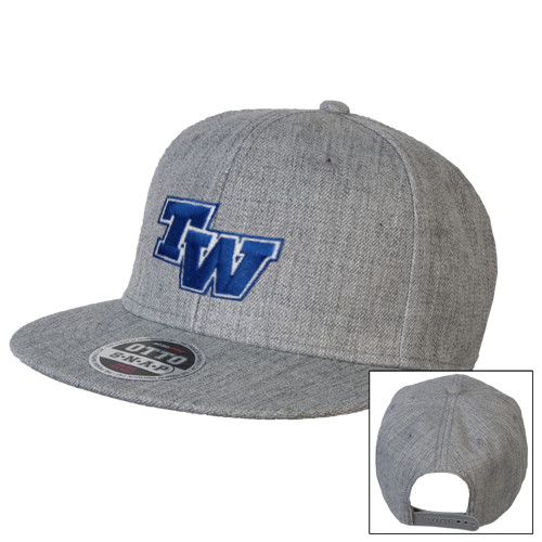  Heather Grey Wool Blend Flat Bill Snapback Hat - TW