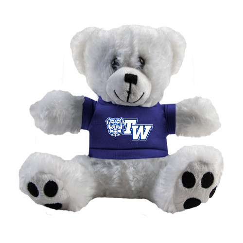  Plush Big Paw 8 1/2 inch White Bear w/Royal Shirt - Official Logo
