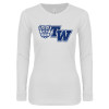 Thumbnail image for  Womens White Long Sleeve V Neck Tee